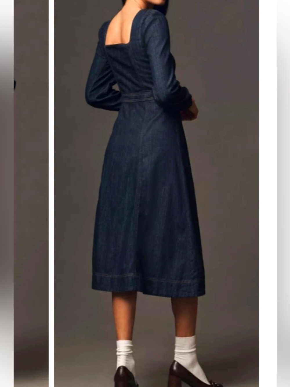 Reformation NWT Celeste long sleeve button front denim midi dress cotton sz 2 - Picture 2 of 9